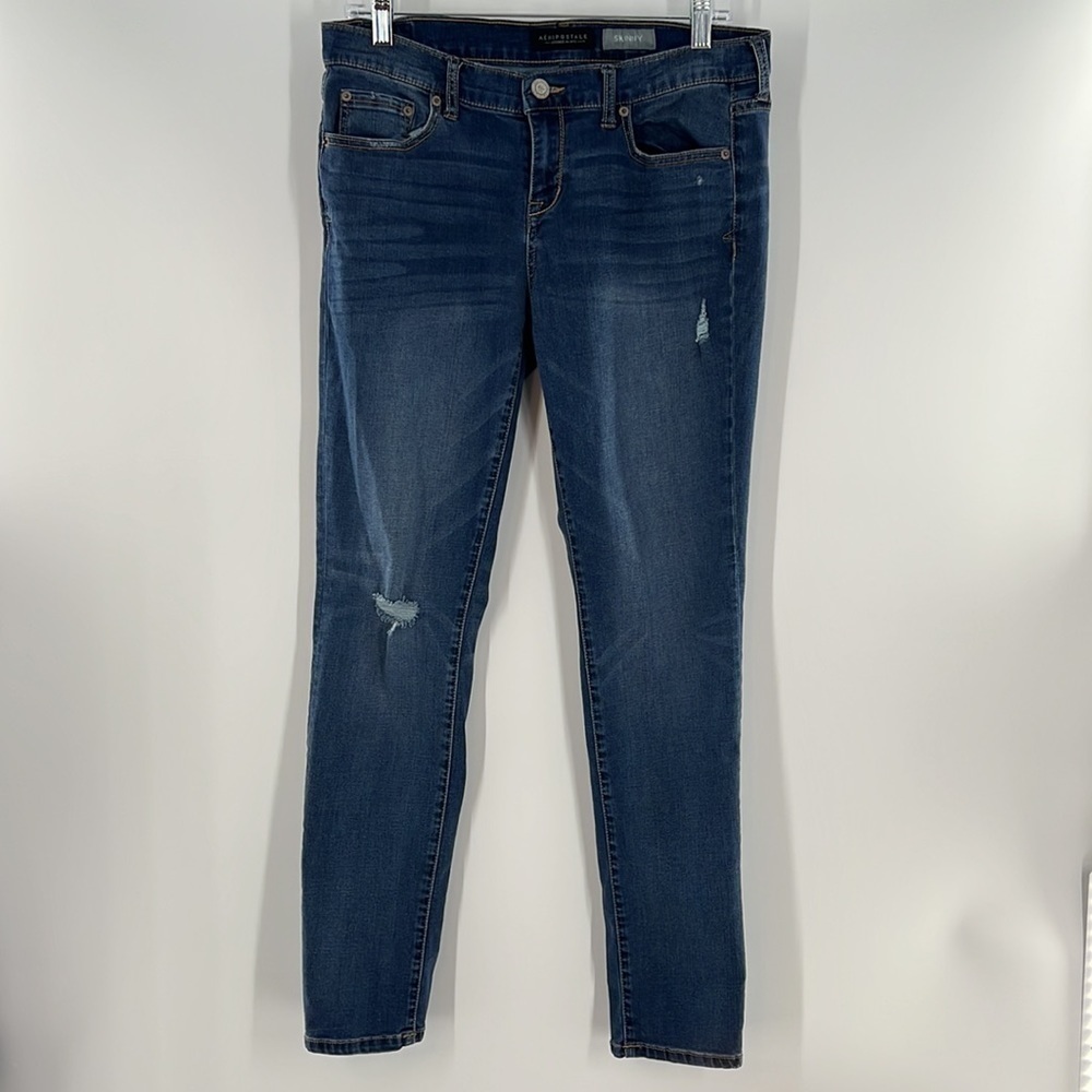 AEROPOSTALE SKINNY DARK WASH DISTRESSED SIZE 10 REGULAR